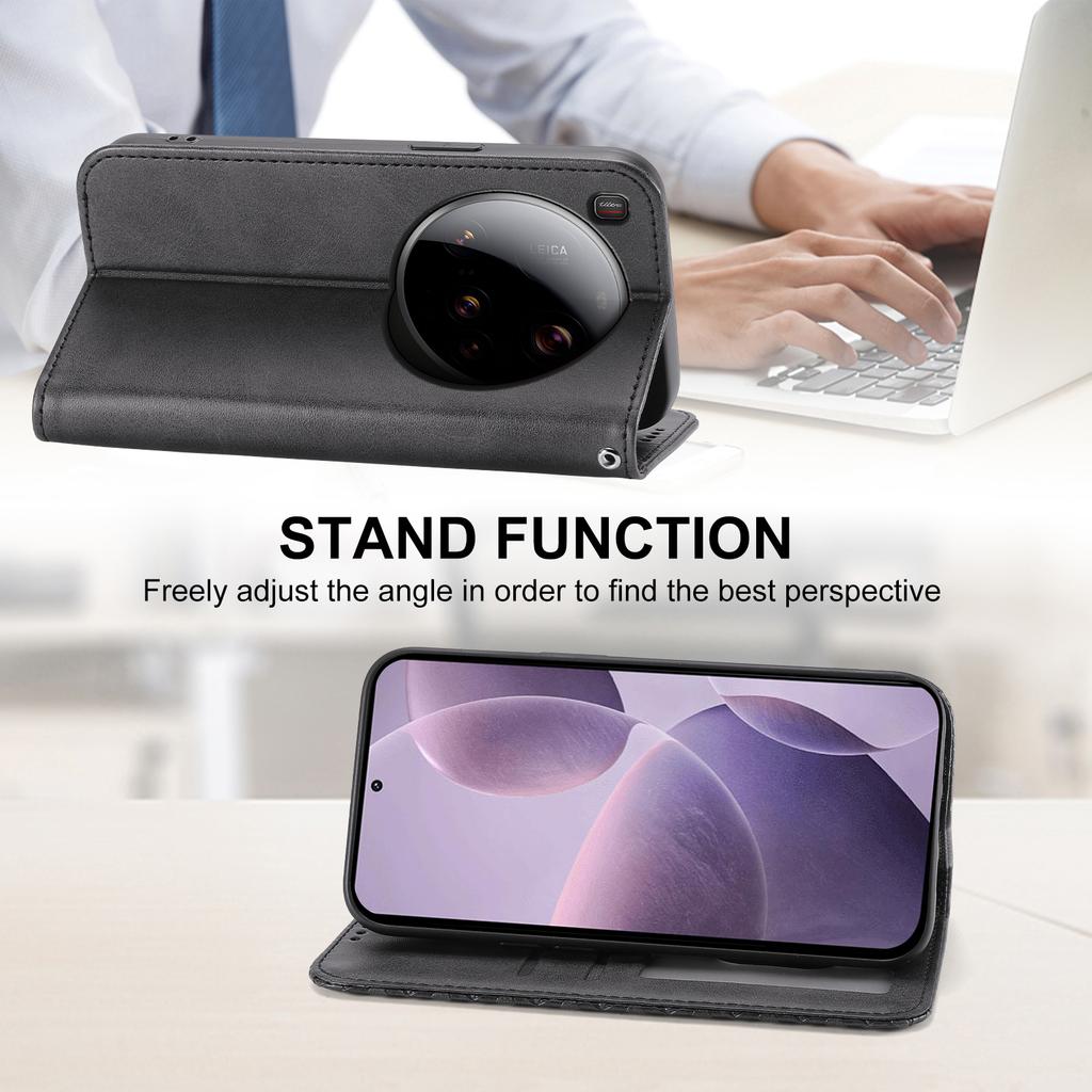 For Xiaomi 15 Ultra Case Calf Texture PU Leather Phone Cover with Wallet