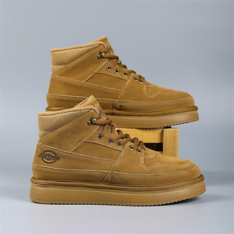 

Кожаные мужские зимние ботинки, новые бархатные утолщенные модные повседневные ботинки на толстой подошве, короткие мужские зимние ботинки 45 хаки
