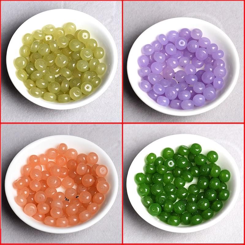 Multicolor Chalcedony and Jasper Disc Spacer Beads - DIY Handmade Jewelry Accessories, Grape Lavender, Free Thread Included