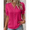 Fashion Women Summer European American Style Holiday New Hollow Short Sleeved Shirt
