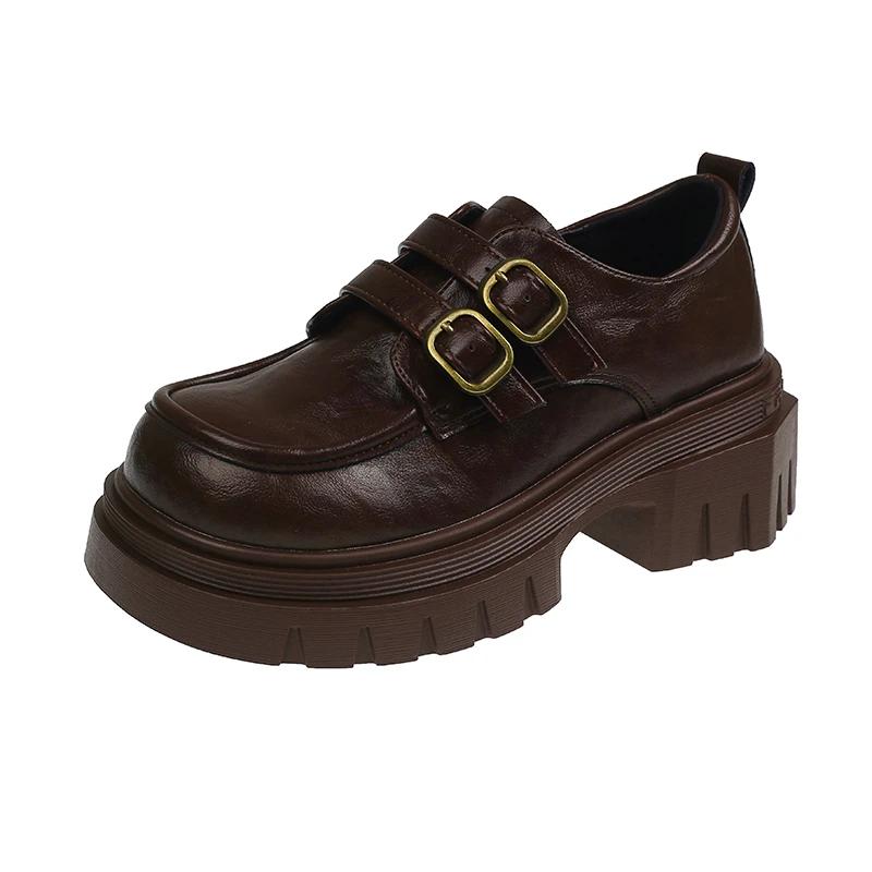 Fashion French Style Small Leather Shoes Women English Style Retro One-band Marilyn Shoes Spring Soft-soled Loafers