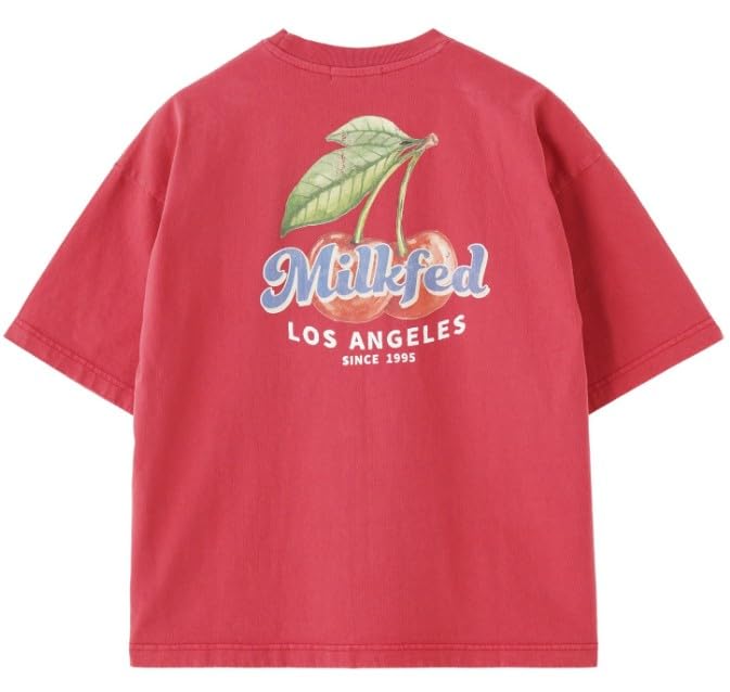 Milkfed Casual Fresh Cherries Wide Short Sleeve Red Women's Tee,