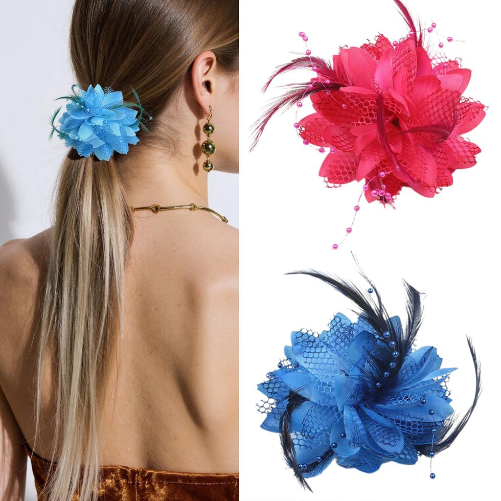 Elegant Flower Feather Hair Clip for Women and Girls Hair Accessory for Weddings Parties and School Performances