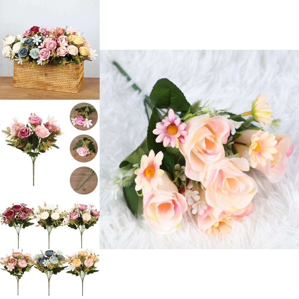 Realistic Rose Peony Artificial Flower Bouquet For Home Wedding Hotel Decoration Silk Material