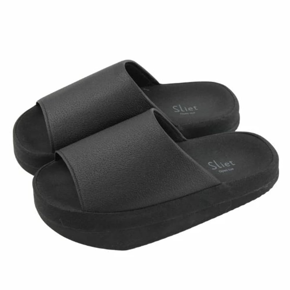 Alphax Sliet Indoor Core Training Sizes for Core Training Men's Open-Toe Slippers, 25.0-27.0cm, Black, Front-Opening,