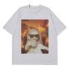 Hiphop Tops I Chill Cat Xmas Funny Cat Meme Tshirt Casual Loose Tshirt Summer Aesthetic Fashion Print Tshirts Unisex