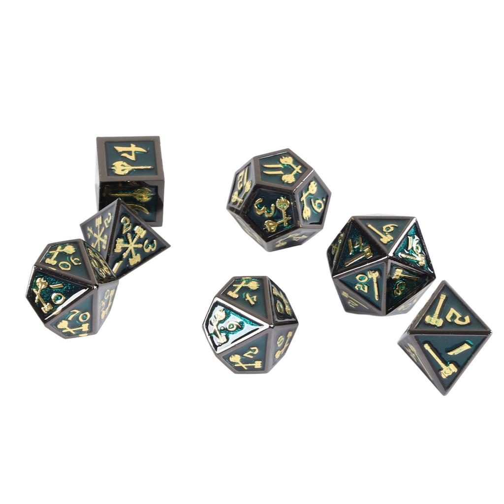 7 Stück Metallwürfel Polyedrisch RPG Tischspielzubehör Geschenk mit Zahlen für über 14 Jahre Typ