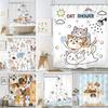 Cartoon Shower Curtain Pet Cat Dog Cute Rainbow Animal Cute Kid Boy Girl Skateboard Home Polyester Fabric Bathroom Decor Curtain