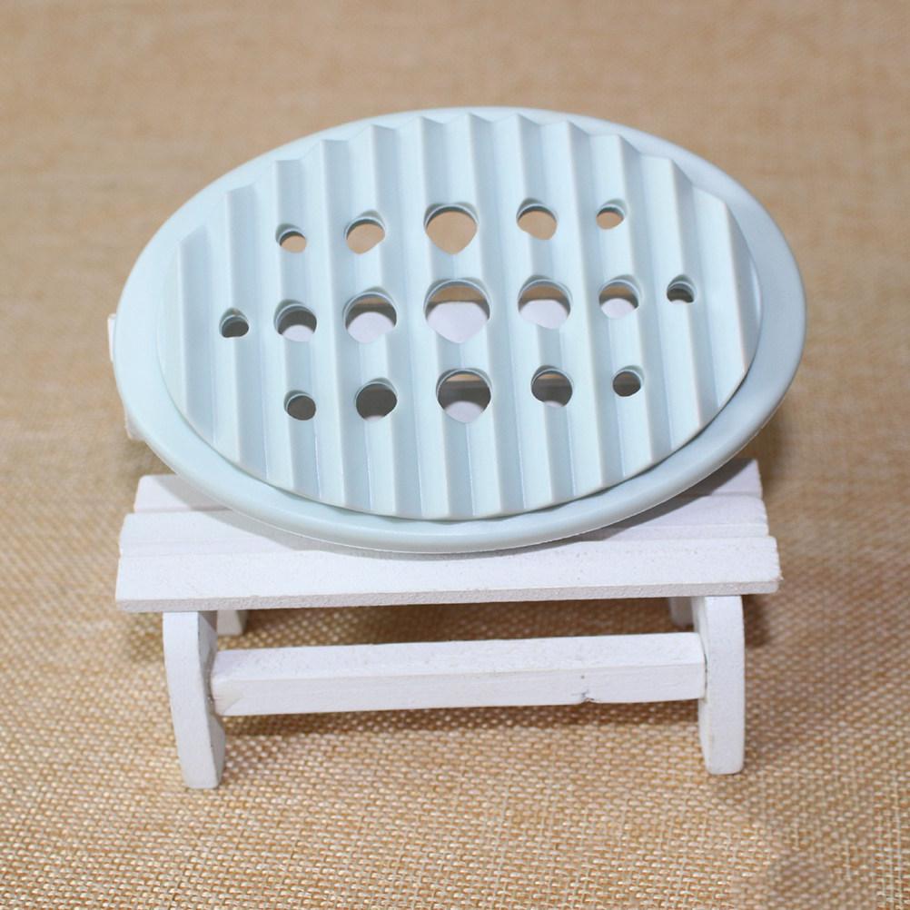 Creative Oval Silicone Soap Dish Tray Blue Better Drain Design Soap Case Holder for Shower Bathroom Kitchen Counter