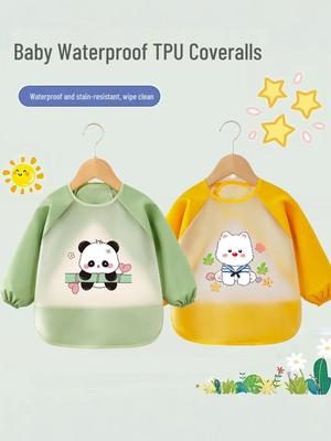 Wasser- und fleckenabweisendes, wendbares Langarm-Baby-Lätzchen zum Essen.