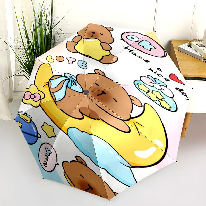Capybara Begleiter Faltbarer Regenschirm Reise 8 Rippen Sonnenschirm Reise