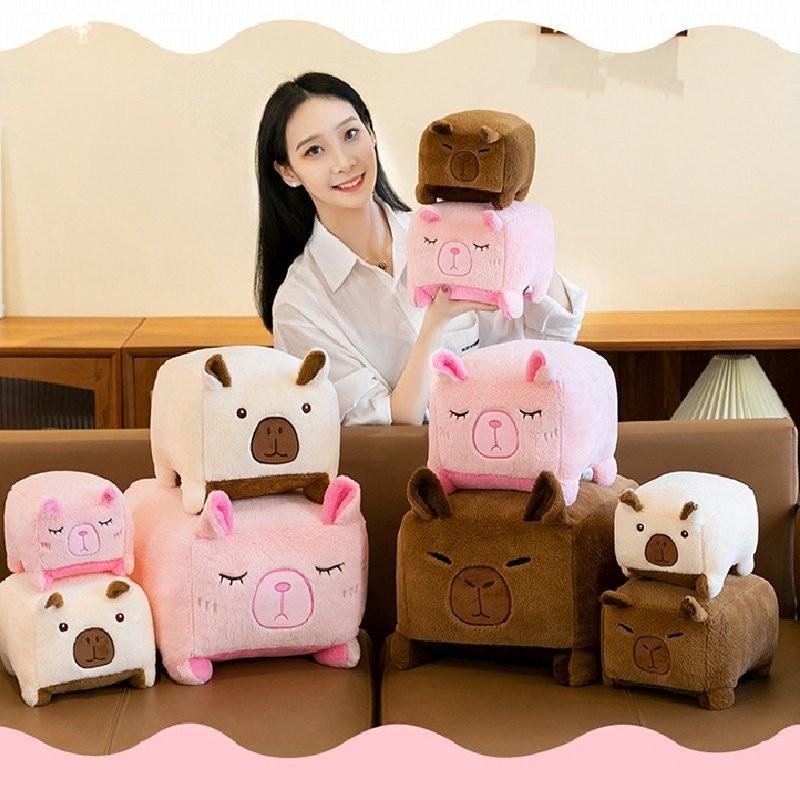 Soft Adorable Capybara Plush Toy In Brown Pink Beige Perfect For Cuddling