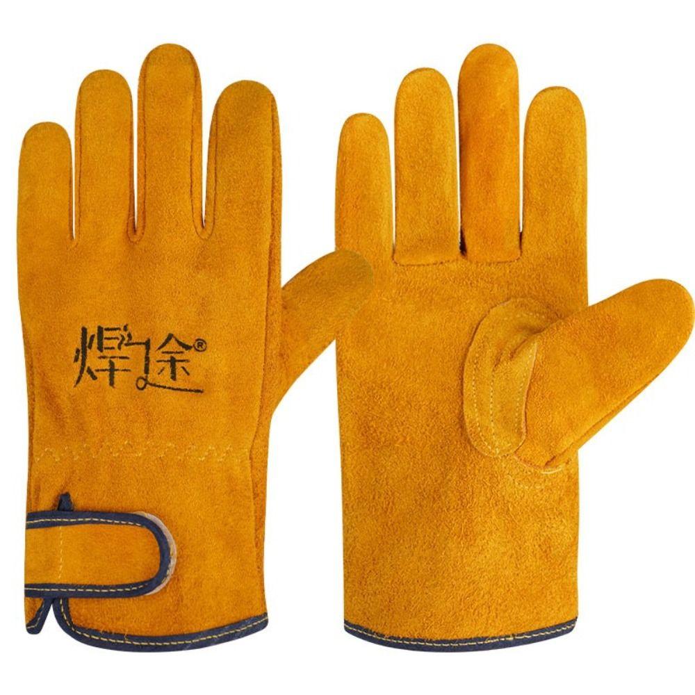 1Pair Thickened Labor Protection Gloves Cowhide Work Safety Glove Sturdy Welder Gloves  Welding
