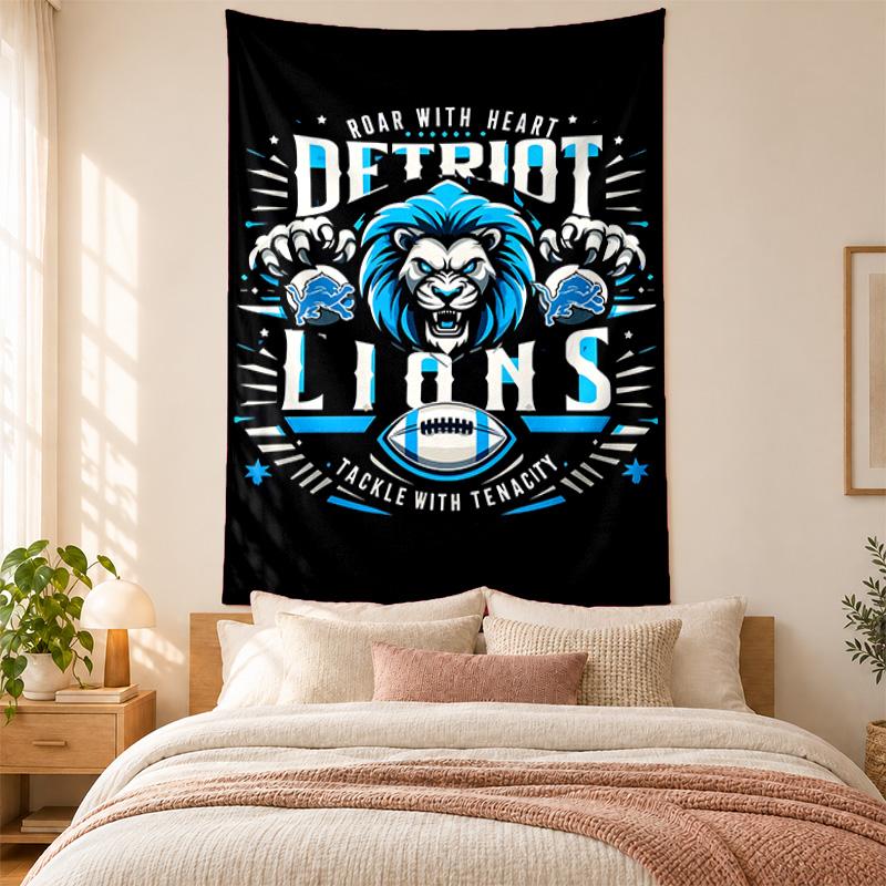 Detroit Lions Tapestry Highquality for Decorating Living Room Bedroom Dorm Walls Ideal As Bedroom Wallart Orholiday Gift
