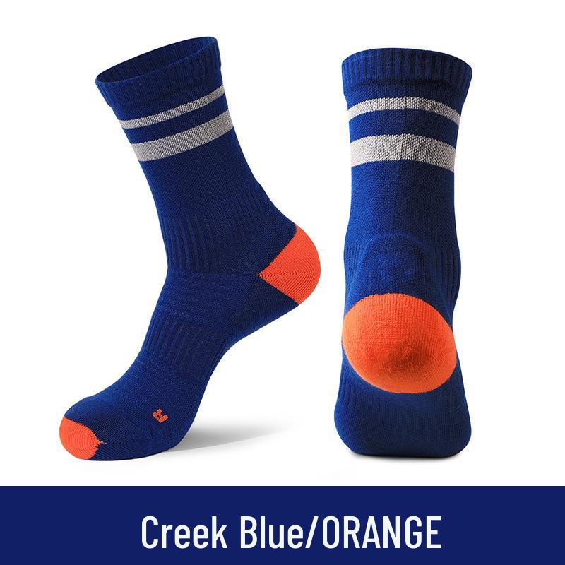 

Unisex Anti-Slip Mid-Calf Running Socks - Summer Sweat-Absorbent, Odor-Resistant, Terry Bottom, Combed Cotton, Perfect for Badminton M [35-39]