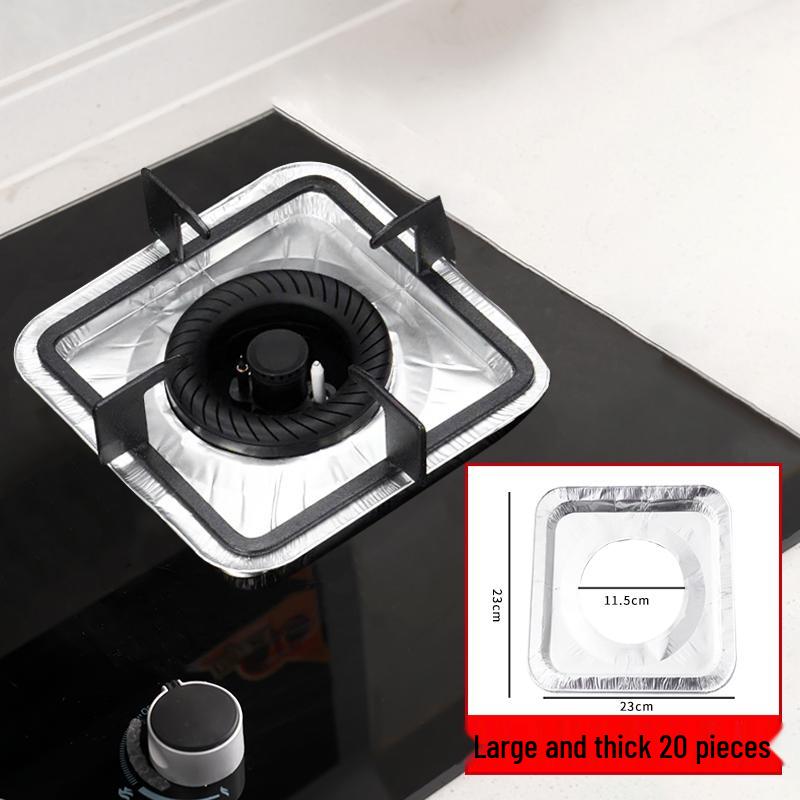 Oil-Proof Gas Stove Foil Mat - Round, Thickened Stovetop Protector Pad & Sticker Gasket