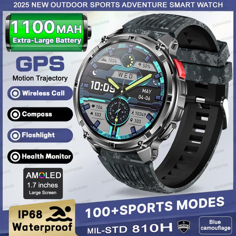 2026 Nové Vojenské Pánske T-Rex3 Ultra GPS Track Chytré Hodinky 1100mAh Batéria Bluetooth Volanie Vodotesné Baterka Kompas Vonkajšie Chytré Hodinky