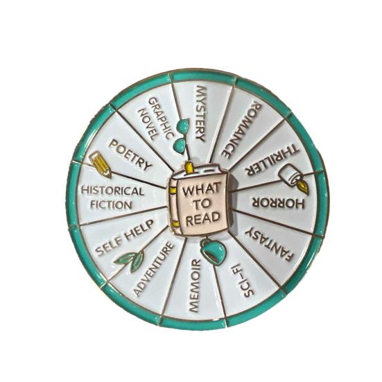 What To Read Wheel Brooch Pin Rotatable Spinning Wheel Enamel Lapel Pin Aesthetic Arts Badge Gift for Kids Teens Women And Men