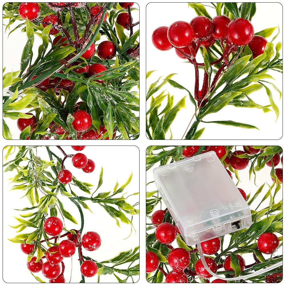 Red Berry Pine Cone Jul Led Dekorative Lights Kobber Wire Lights Christmas Pine Cone Lights Vanntett furu nåler dekorasjon