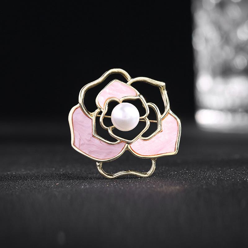 Брошь из полого жемчуга высокого качества, корсаж из сплава «Камелия», женская одежда, булавка, имитация рябчика, брошь розовый