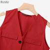 ZANZEA Women Sleeveless Vest Tops and Shorts Summer Two Piece Suit Sets
