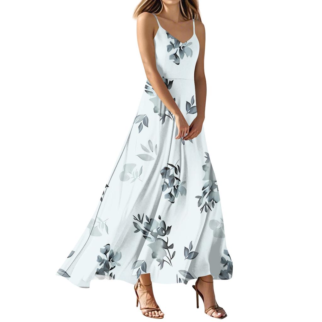 Γυναικεία Καλοκαιρινά Casual Μόδα Φορέματα με Πρίιντ Φορέματα Αμάνικα με Λαιμόκοψη V