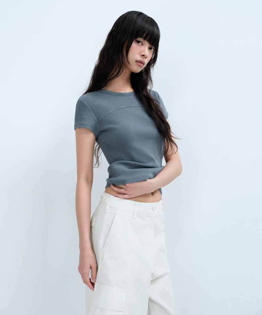 MUSINSA STANDARD WOMAN Women'S Ribbed Pigment Slim T-Shirt [Peacock Blue]