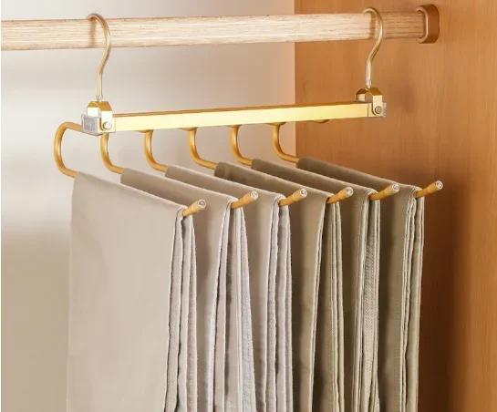 

Multi-functional 6 in 1 Pants Hanger for Clothes Rack Adjustable Closet Organizer Trouser Storage Rack Pants Tie Storage Shelf 6 Layers золотой