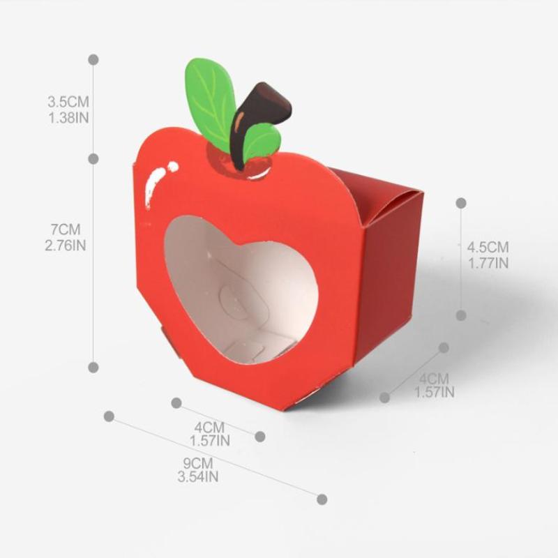 10Pcs Apple Window Candy Boxes Heart Winow Gift Box Mini Red Snack Sweet Paper Holder For School Birthday Wedding Party Favor