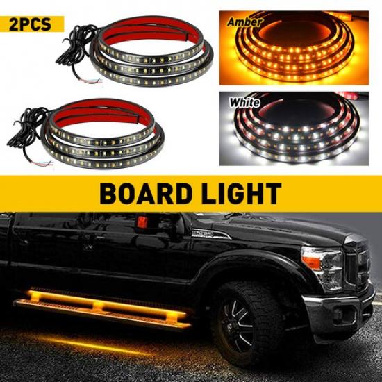 2X 60  Running Board Light LED Side Step Strip Bar White Amber Turn Signal Truck