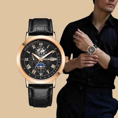 5pcs Set Fashionable Design Men's Watch Bracelet with Business Style Multifunctional Quartz Watch Include Bracelet Box