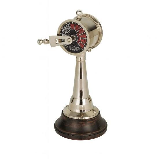 Морской телеграф машинного отделения Декор Латунь Дерево Корабельный телеграф Скульптура Морской настольный декор