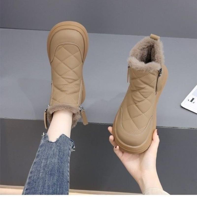 Warm snow boots women's fleece thickened soft-soled comfortable cotton boots new snow cotton short boots