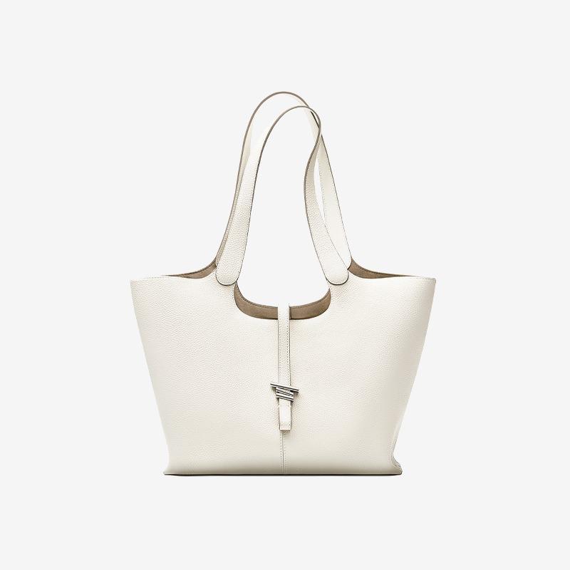 Genuine Leather Shoulder Bag Wind Chimes Tote Large Capacity Commuter Tote Cowhide Women's Bag