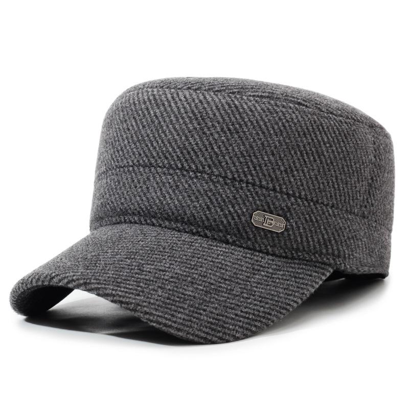 Autumn Winter Middle-Aged S Flat Cap Men' Outdoor Warm Cotton Hat Coldproof Ear Protection Cap