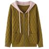 QICED Hooded Sweater Women's Coat Autumn and Winter Fashion Zipper Knit Cardigan Women with Soft Waxy Top