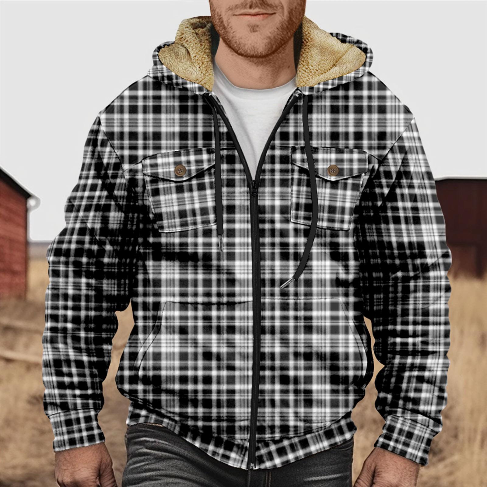 

Мужская куртка с двойным карманом и клетчатым принтом. Мужская весенне-осенняя повседневная трендовая куртка на молнии с капюшоном. M зебра
