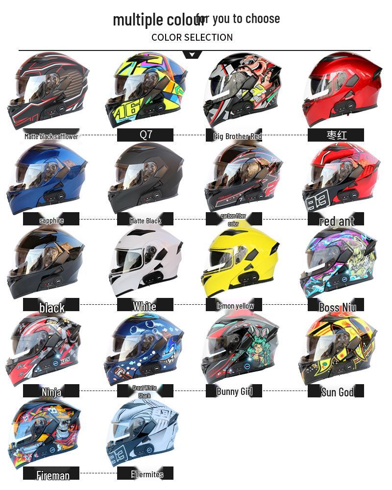 Cool Ride Treasure Bluetooth Full-Face Flip-Up Motorcycle Helmet with Dual Lens and FM Radio