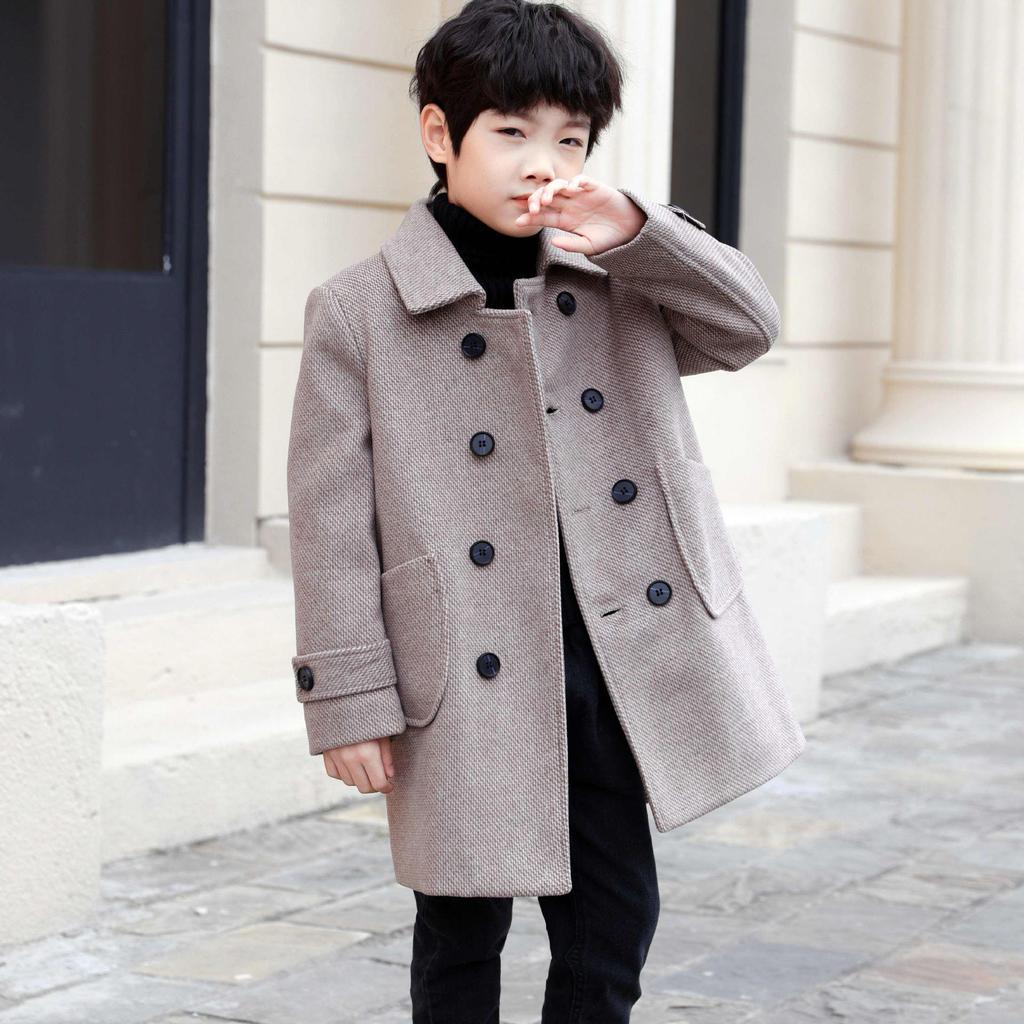 Вовняний бавовняний утеплений підлітковий пальто - Колекція Весна/Осінь 2025 для дітей середнього/великого віку