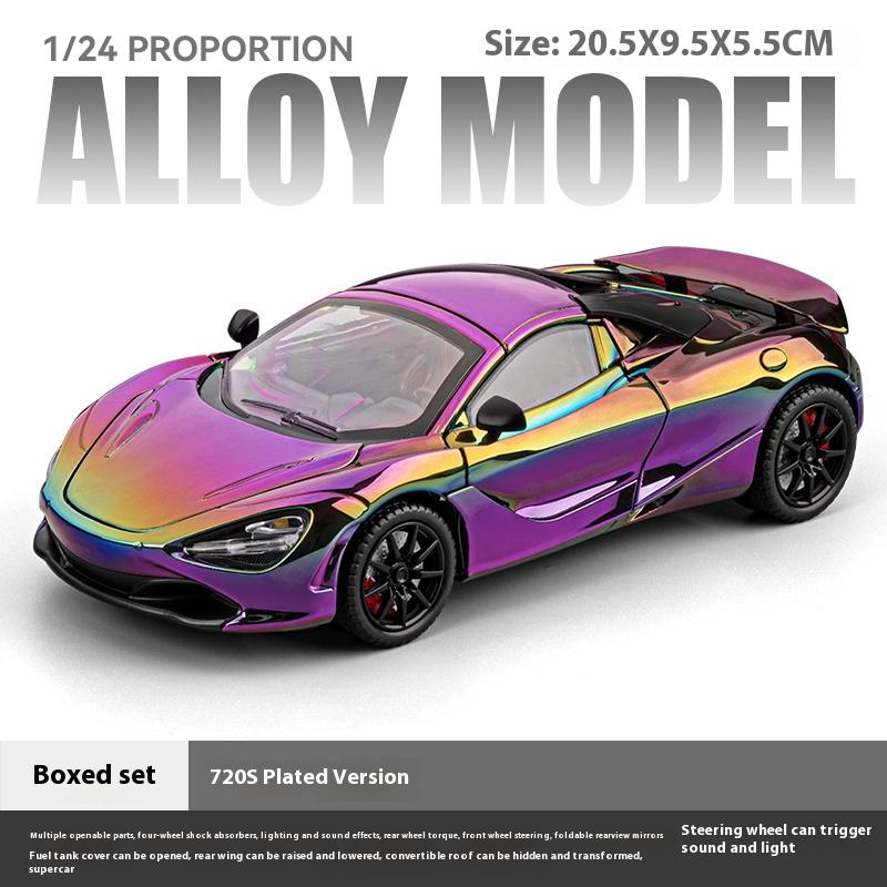 

1/24 Сплав Литье под давлением McLaren Гальваническая версия 720S Модель спортивного автомобиля Симуляция Звук и свет Оттягивание Детские игрушки Коллекция Подарок для мальчиков фиолетовый