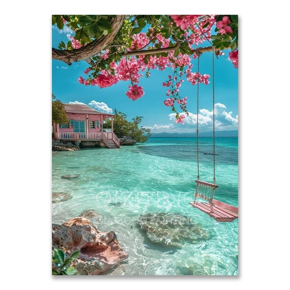 Europäische Architektur 5D DIY Diamantmalerei Set Naturlandschaft Voll Diamant Mosaik Kreuzstich Set Raumdekoration Geschenk