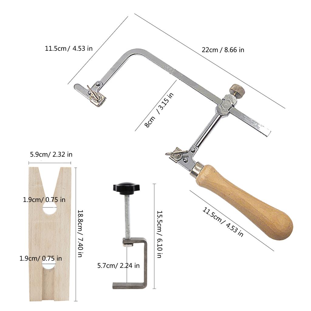 Jewelry Making Wire Saw Set for Crafting and Intricate Cutting with Sturdy Steel Blades and Comfortable Wood Handle