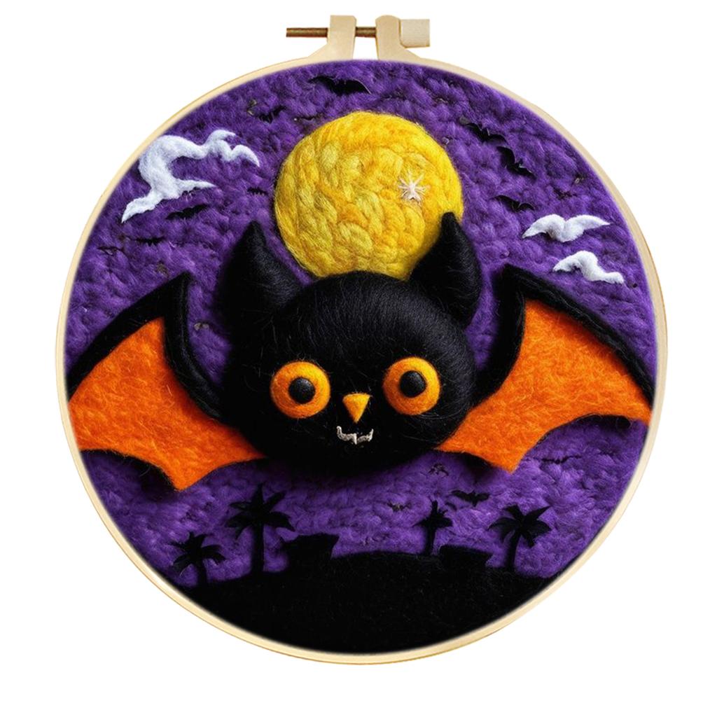 CHENISTORY Painting DIY Wool Embroidery Kit Creative Halloween DIY Wool Needle Felt Picture Craft Painting Gift Felt Needlework