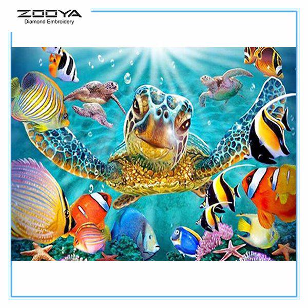 

ZOOYA 3D Алмазная вышивка Картина Вышивка крестом Круглая горный хрусталь Картина Черепаха