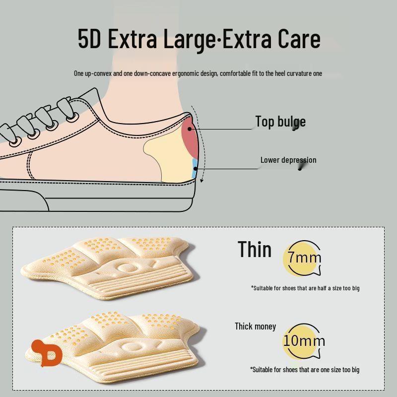 Anti-Slip Heel Stickers for Loafers & Leather Shoes - Half-Size Insole & Size Reducer Cushion for Loose Shoes