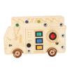 Sensorisches Holzspielzeug mit LED-Lichtern für Kleinkinder Tragbare Autoform Pädagogische Druckknöpfe Schalter