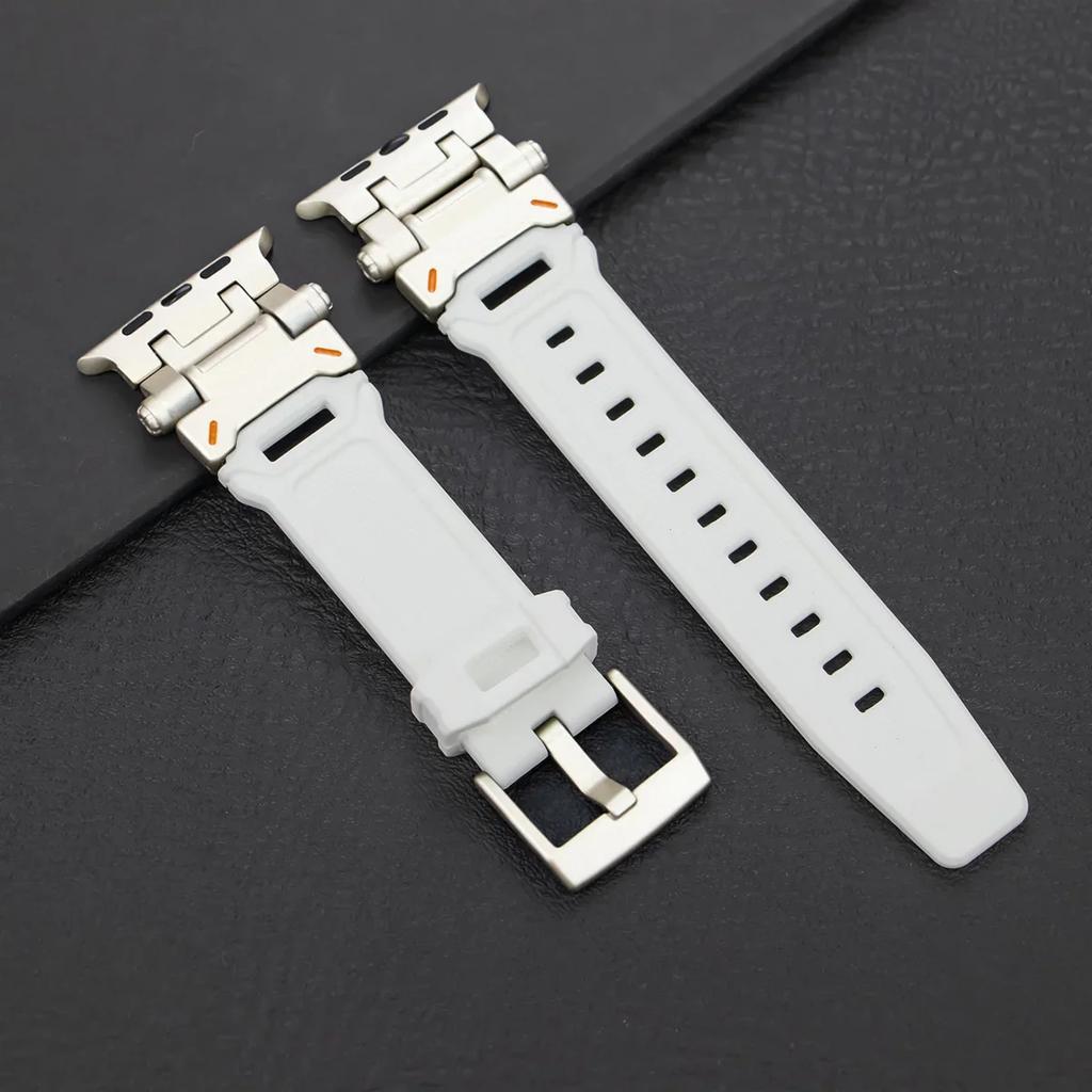 Silicone Sport Band for Apple Watch Ultra 49mm 45mm 42 44mm Rubber Strap for iWatch Series 9 8 7 Se 6 5 4 Ultra 2 49 Correa