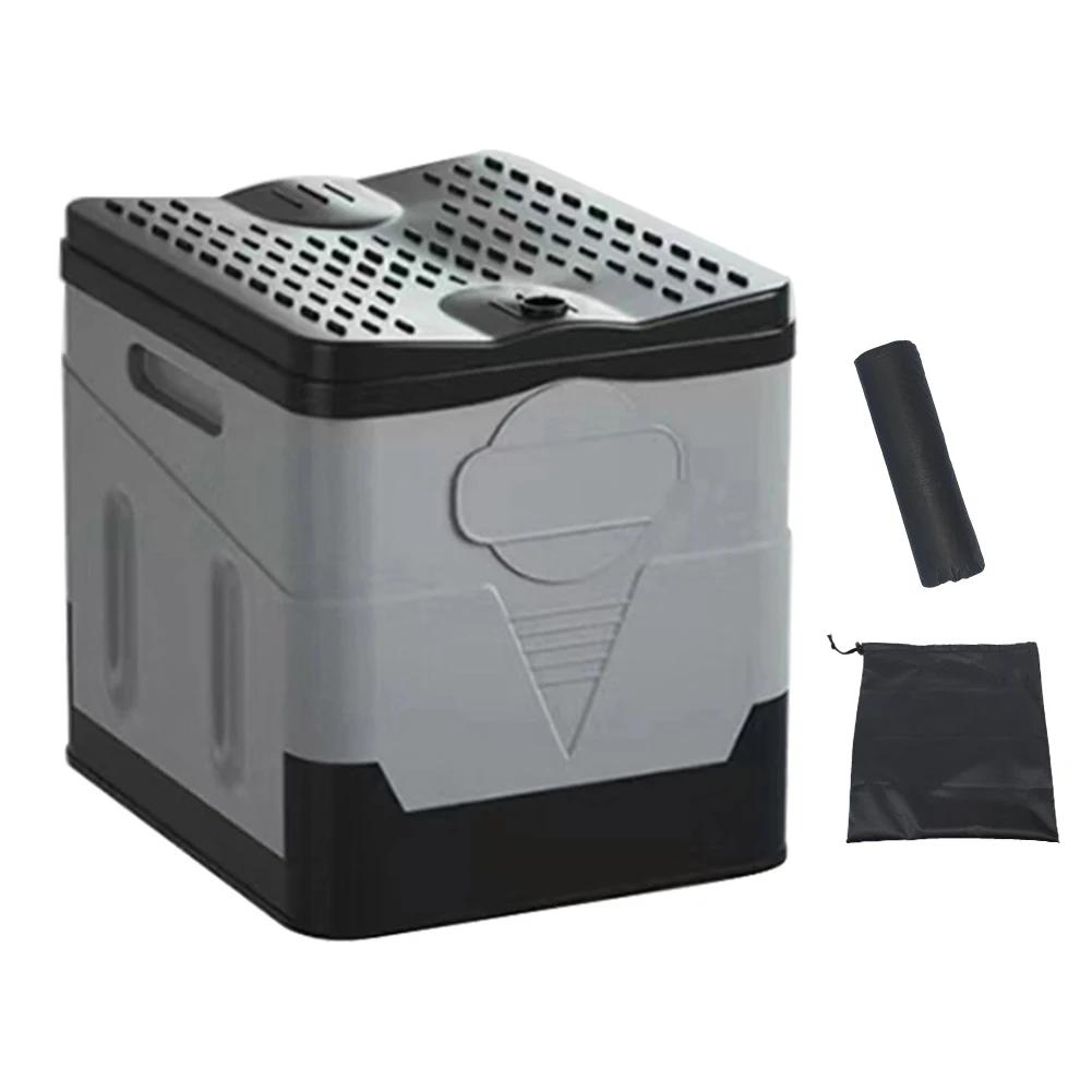 Toaleta Przenośna Zkładana Outdoorowa Duża Nośność Wielorazowy Pojemnik na Śmieci na Wycieczkę Awaryjną Podróż Samochodową