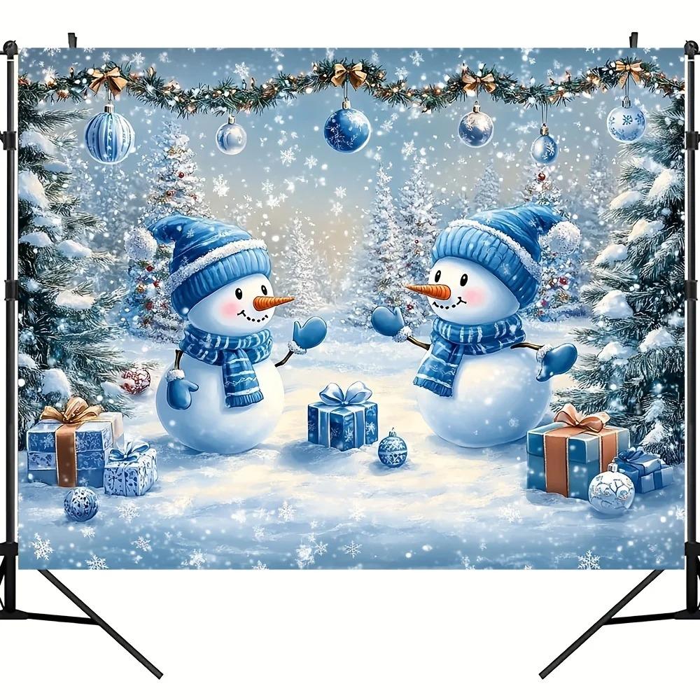Winter Christmas Day Christmas Tree Snowman Banner Background Family Party Children's Family Portrait Photography Background