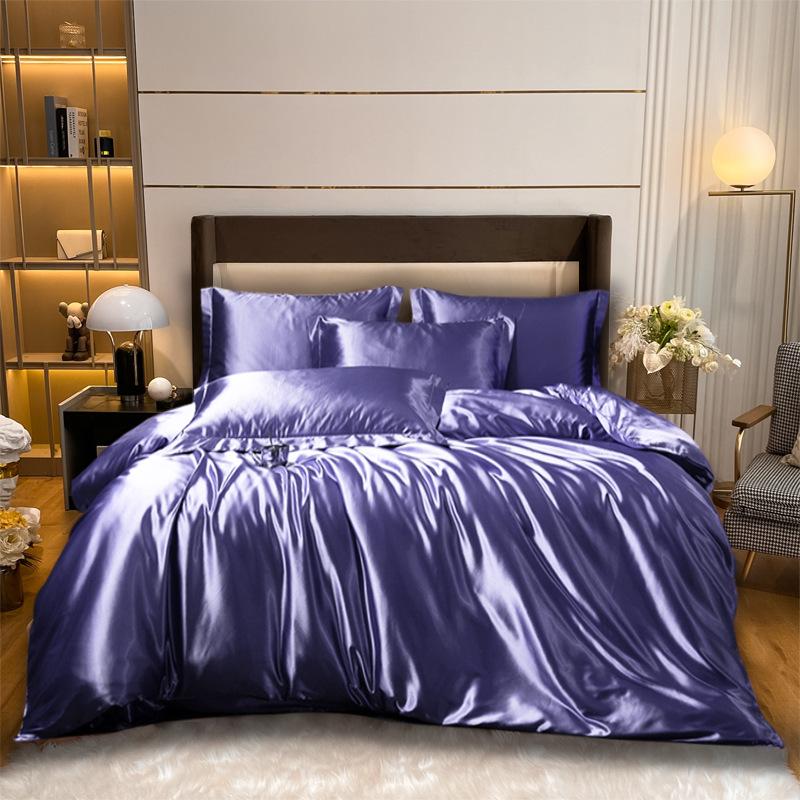 3/4 ks Summer Ice 100% hedvábný satén povlečení s povlakem na přikrývku Prostěradlo Povlaky na polštář Povlaky na povlečení